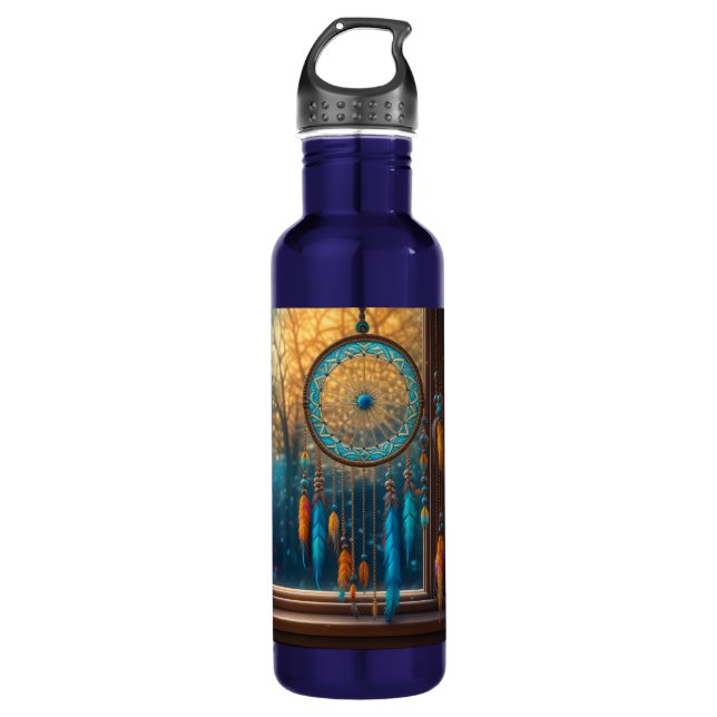 Dreamcatcher in a Window Fall Leaves Stainless Steel Water Bottle (Front)