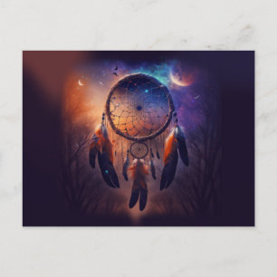 Dreamcatcher in forest forest postcard