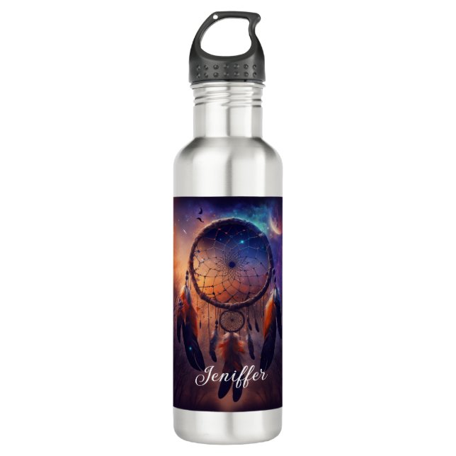 Dreamcatcher in forest forest           stainless steel water bottle (Front)