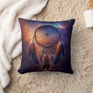 Dreamcatcher in forest forest throw pillow