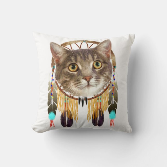 Dreamcatcher kitty throw pillow (Front)