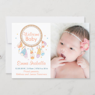Dreamcatcher New Baby Newborn Birth Announcement