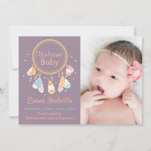Dreamcatcher New Baby Newborn Birth Announcement 3