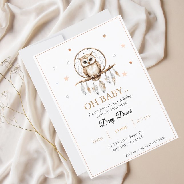 Dreamcatcher Owl Baby Shower Invitation (Creator Uploaded)