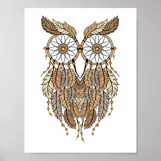 dreamcatcher owl, tribal dream catcher poster | Zazzle
