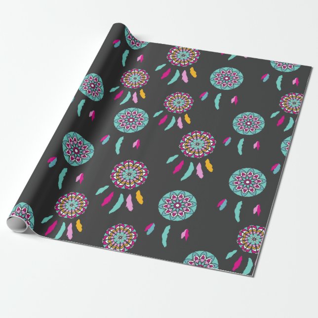 Dreamcatcher pattern wrapping paper (Unrolled)