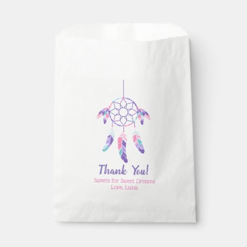 Dreamcatcher Pink Purple Teal Birthday Party Favor Bag