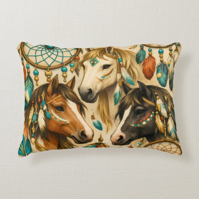 Dreamcatcher Ponies Accent Pillow (Front)