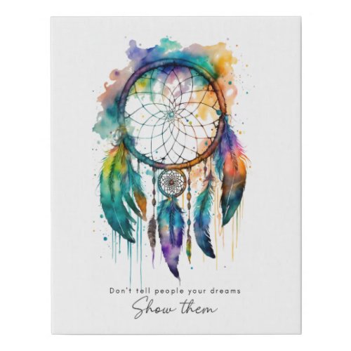 Dreamcatcher Rainbow Watercolor Canvas Print