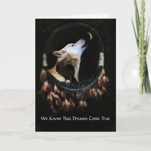 Dreamcatcher Raven and Wolf Birthday Card