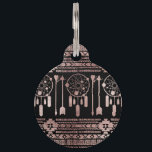 Dreamcatcher Rose Gold Tribal Aztec on Black Pet Name Tag<br><div class="desc">This elegant and chic faux printed rose gold tribal Aztec pattern is perfect for the trendy and stylish woman. Its bohemian and hipster print is great for many gifts and occasions. Enjoy this fashionable and native american inspired print for your next purchase; for yourself,  your friends,  or your family!</div>