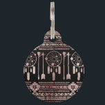 Dreamcatcher Rose Gold Tribal Aztec on Black Pet Name Tag<br><div class="desc">This elegant and chic faux printed rose gold tribal Aztec pattern is perfect for the trendy and stylish woman. Its bohemian and hipster print is great for many gifts and occasions. Enjoy this fashionable and native american inspired print for your next purchase; for yourself,  your friends,  or your family!</div>