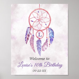 Dreamcatcher Sleepover Birthday Party Welcome Sign
