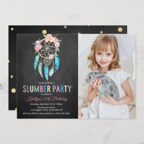 Dreamcatcher Slumber Party Any Age Birthday Photo Invitation