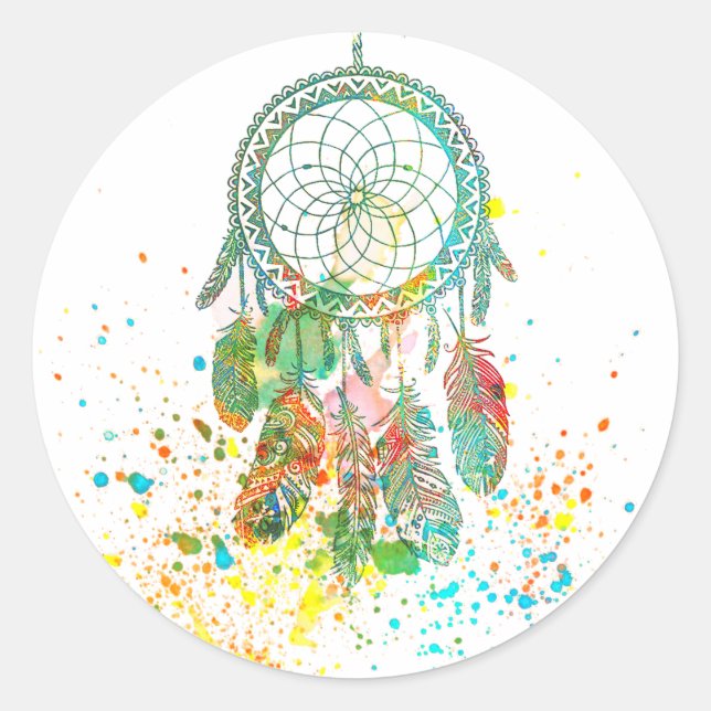 Dreamcatcher splatter classic round sticker (Front)
