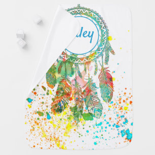 Dreamcatcher splatter personalized baby blanket