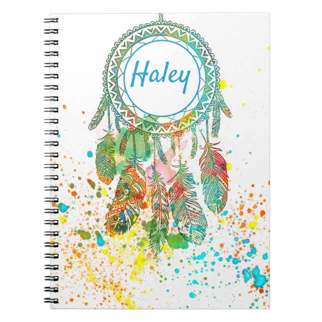 Dreamcatcher splatter personalized  notebook (Front)