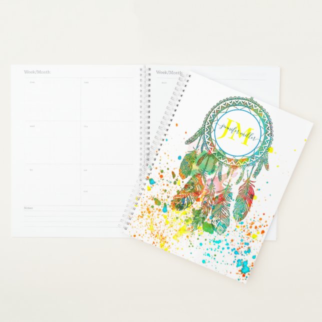 Dreamcatcher splatter personalized  planner (Display)
