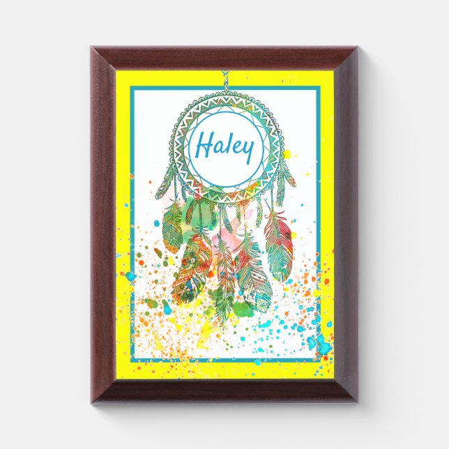 Dreamcatcher splatter personalized Plaque (Vertical)