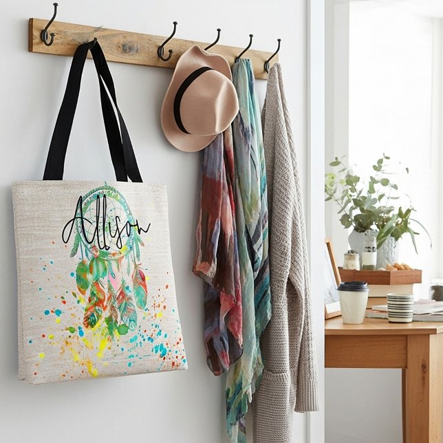 Dreamcatcher splatter personalized tote bag (Creator Uploaded)