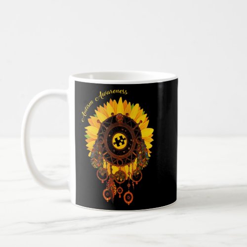 Dreamcatcher Sunflower Autism Awareness Puzzle Pie Coffee Mug