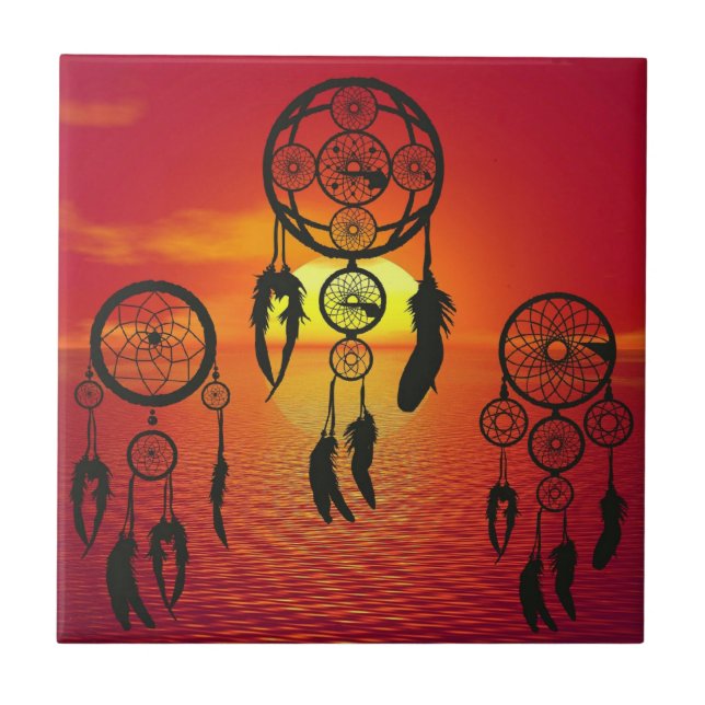 Dreamcatcher Sunset Ceramic Tile (Front)