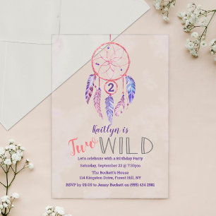 Dreamcatcher Two Wild 2nd Birthday Acrylic Invitations