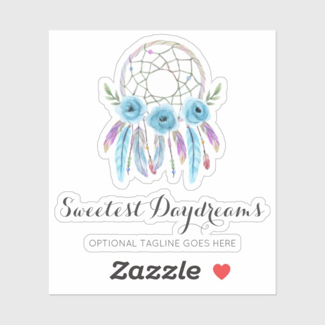 Dreamcatcher Watercolor Feathers Rustic Boho Logo Sticker (Sheet)