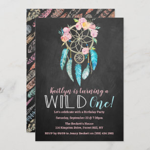 Dreamcatcher Wild One 1st Birthday Invitations