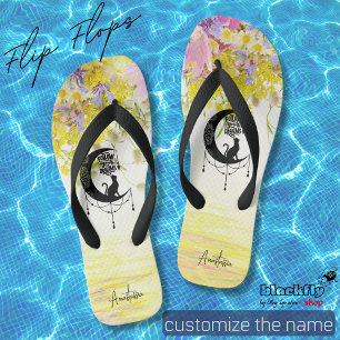 Dreamcatcher with cat   Follow your dreams beach Flip Flops