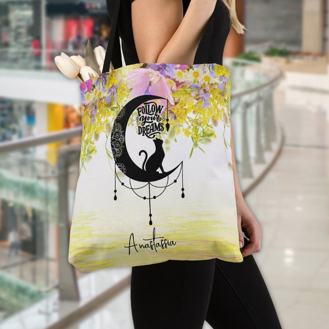 Dreamcatcher with cat | Follow your dreams Tote Bag (Creator Uploaded)