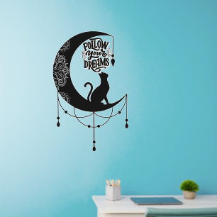 Dreamcatcher with cat   Follow your dreams Wall Decal