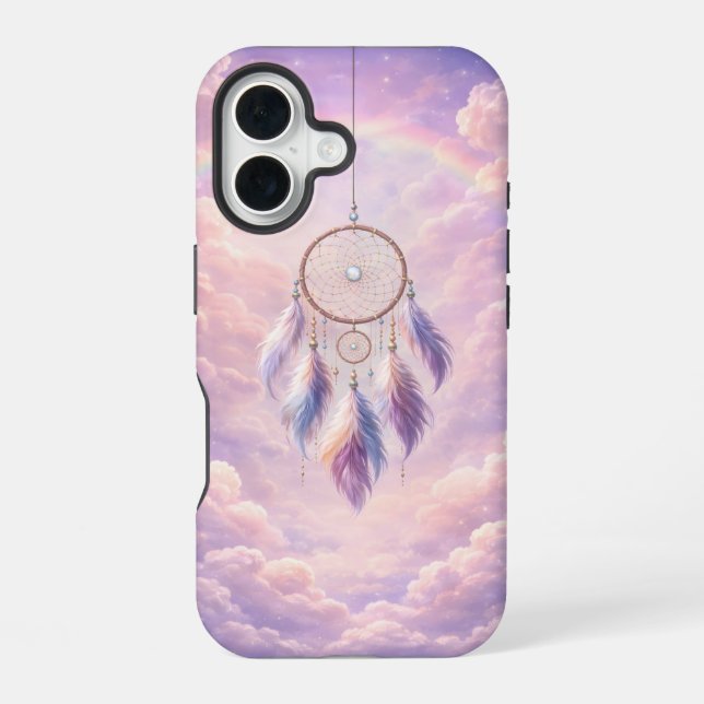 Dreamcatcher with Feathers and Clouds iPhone Case (Back)