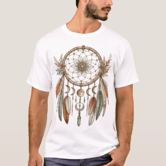 Dreamcatcher With Moon Phases And Feathers T-Shirt