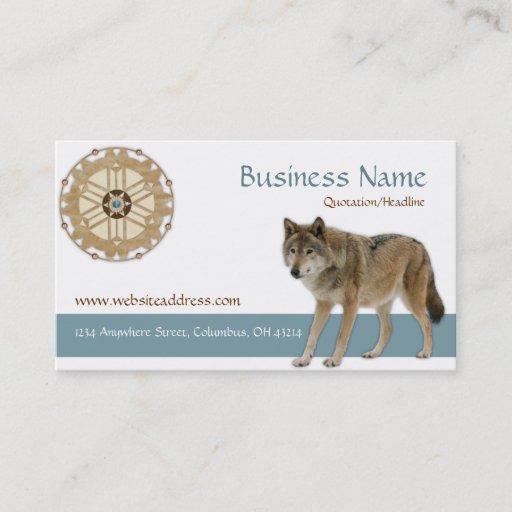 Customizable Dreamcatcher wWolf Native American Business Card