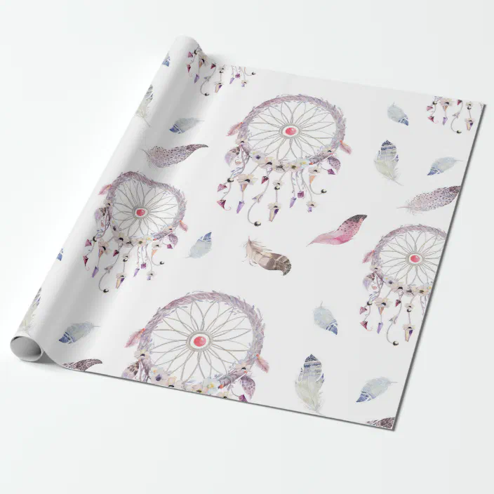 PERSONALISED WATERCOLOR DREAMCATCHER BIRTHDAY WRAPPING GIFT WRAP PAPER LARGE 