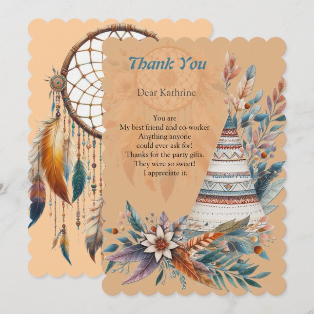 Dreamcatchers in a Bohemian theme Thank You Card (Front/Back)