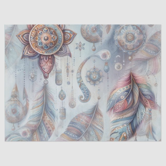 Dreamcatchers in a Bohemian theme Tissue Paper (Front)