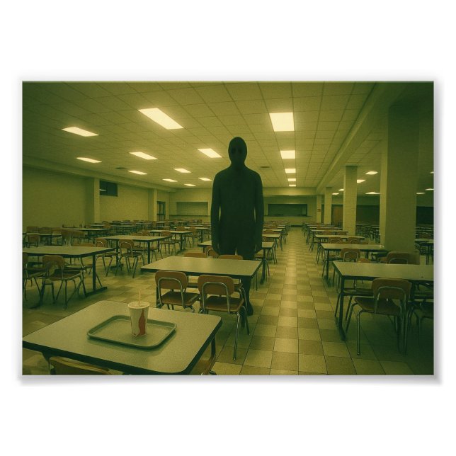 Dreamcore School Cafeteria with Entity – Liminal Photo Print (Front)