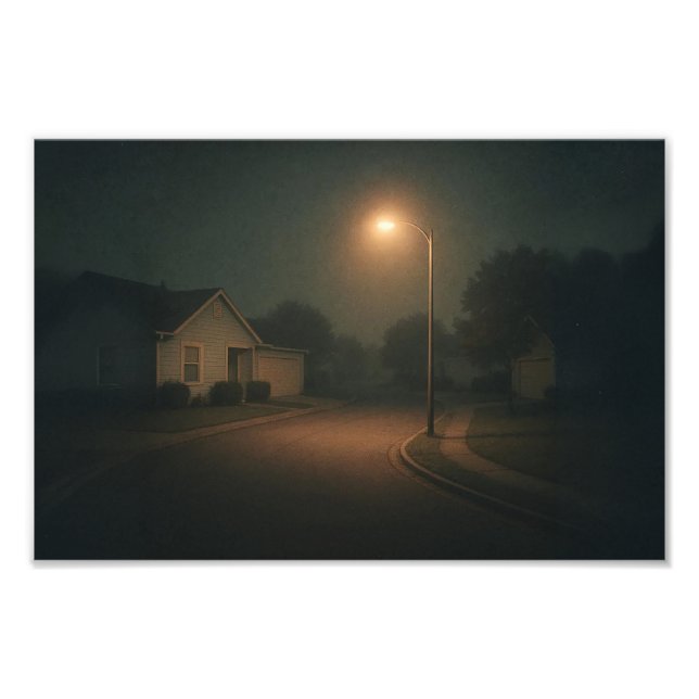 Dreamcore Suburban Night Street with Streetlight  Photo Print (Front)