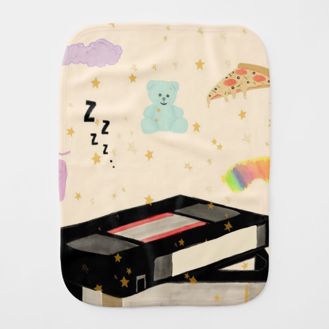 Dreamcore VHS Nostalgia Baby Burp Cloth (Front)