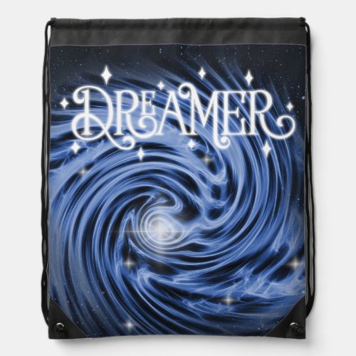 Dreamer Blue Vortex in Outer Space Drawstring Bag