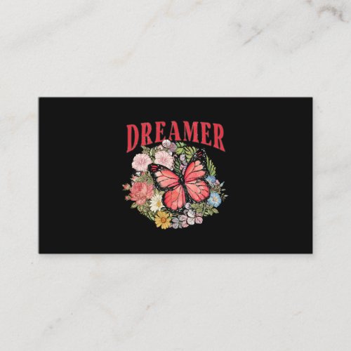 Dreamer Floral Motivational Butterfly Art Design Business Card