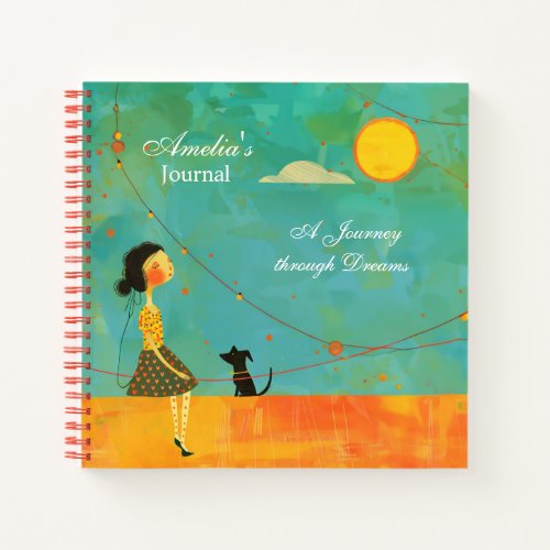 Dreamer girl teen whimsical bright notebook