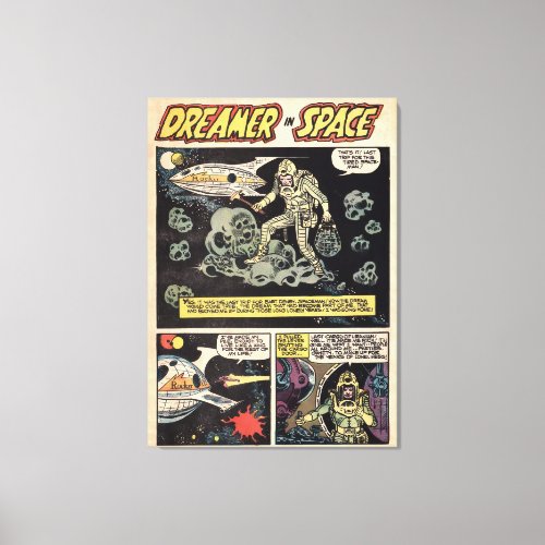 Dreamer in Space Vintage Cosmic Adventure Comics Canvas Print