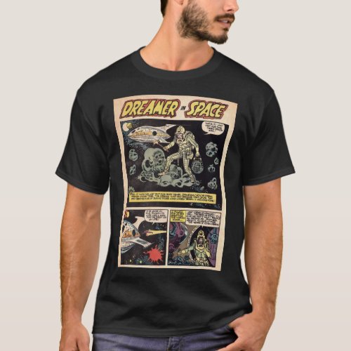 Dreamer in Space Vintage Cosmic Adventure Comics T_Shirt