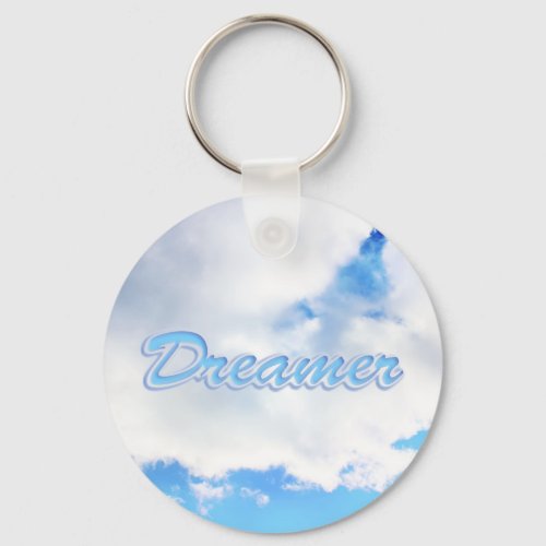 Dreamer Puffy White Clouds and Blue Sky Keychain