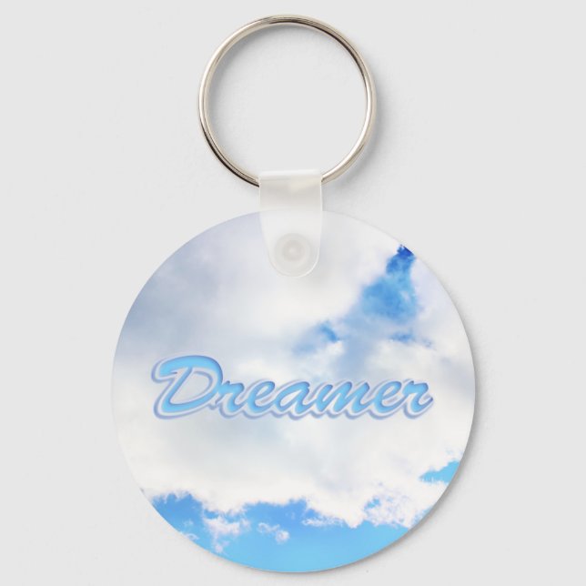Dreamer Puffy White Clouds and Blue Sky Keychain (Front)