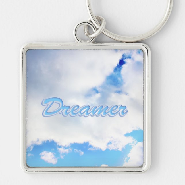 Dreamer Puffy White Clouds and Blue Sky Keychain (Front)