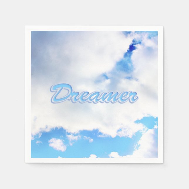 Dreamer Puffy White Clouds and Blue Sky Paper Napkins (Front)